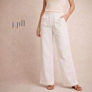 J.Jill White Wide Leg Linen Blend Pants Relaxed Fit Women Size 8